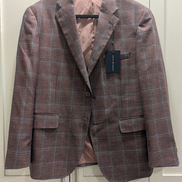 Men's Joseph Abboud Wine Plaid Blazer Size 42S - NWT - Picture 2 of 6
